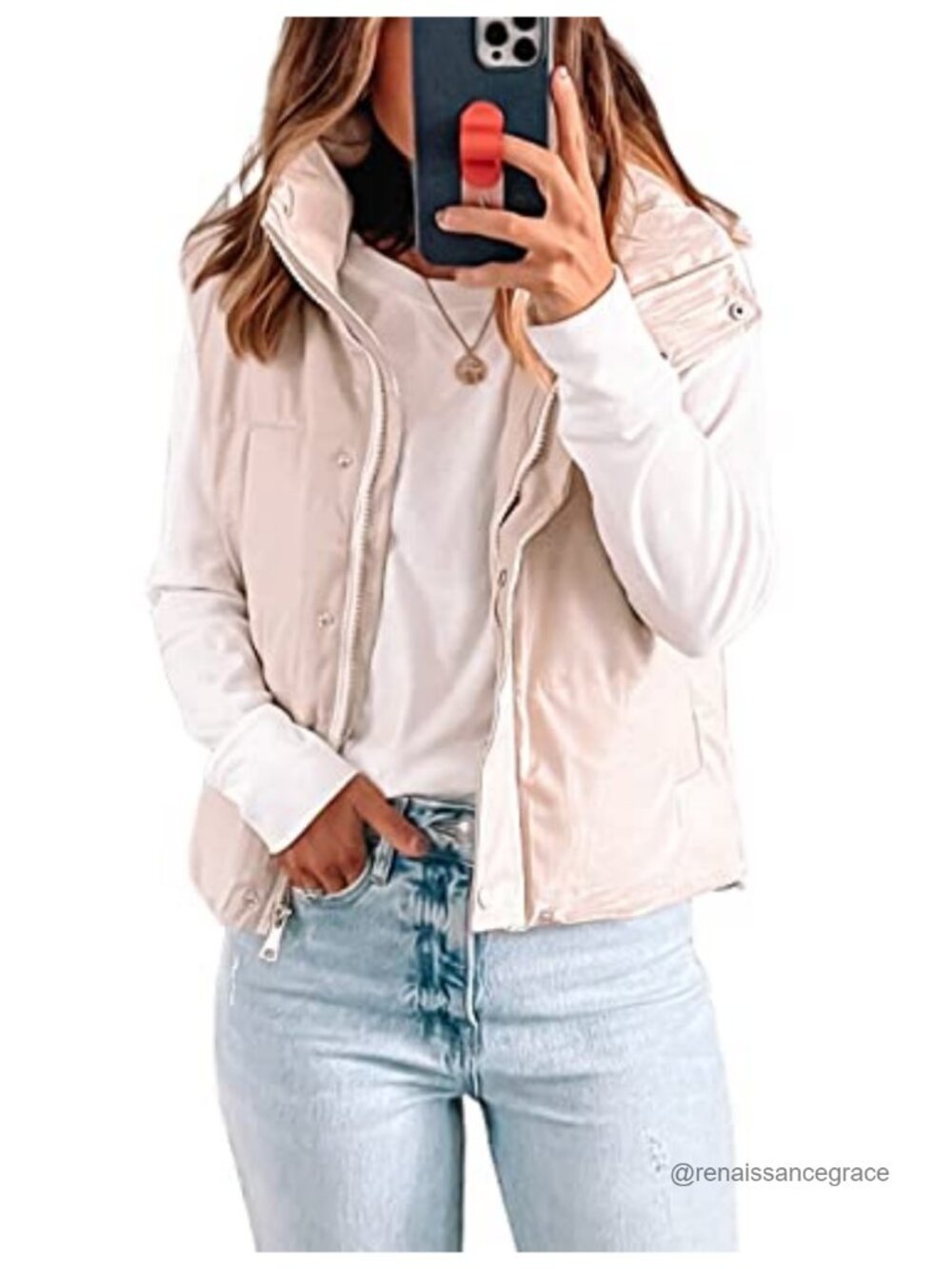 PU Leather Cropped Puffer Vest Faux Leather Zip Up Winter Sleeveless Jacket